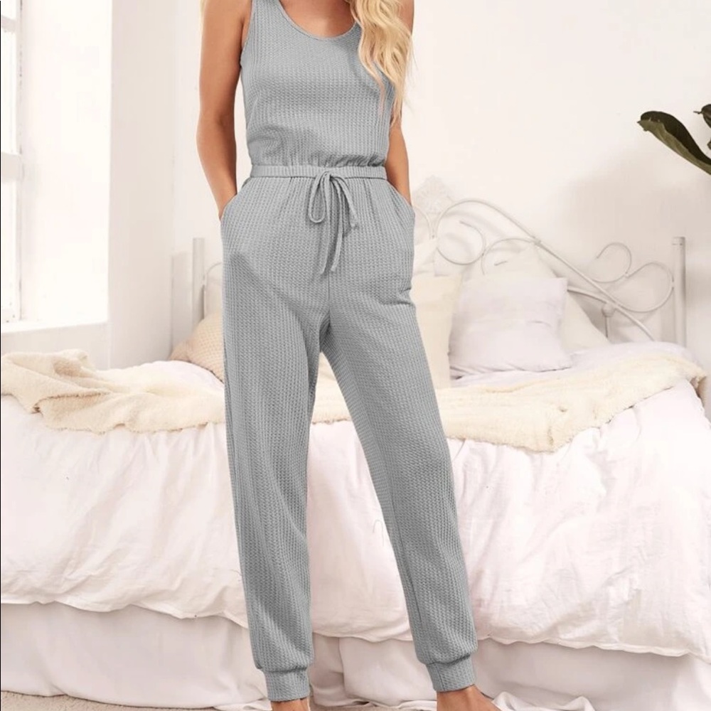 Waffle knit jumpsuit